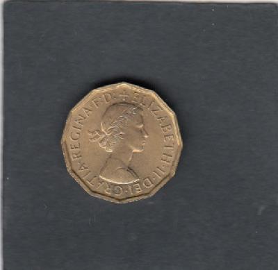 Beschrijving: 3 Pence ELIZABETH II